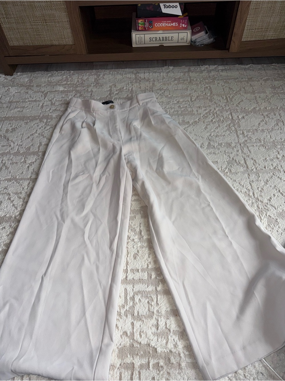 LOFT White Wide-Leg High-Rise Trousers